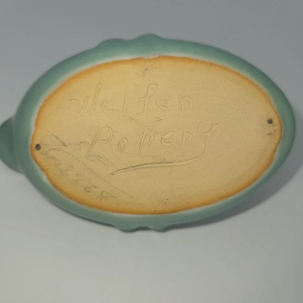Weller Pottery Duck Pin Tray Turquoise Green Art Pottery 1930s Signed Vintage